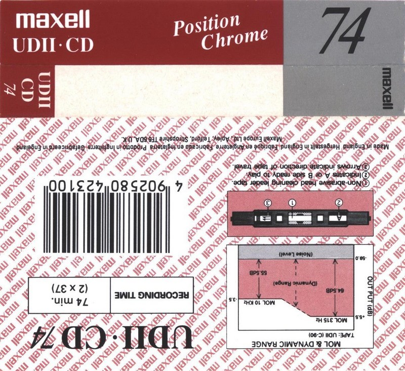 Compact Cassette Maxell UDII-CD 74 Type II Chrome 1996 Europe