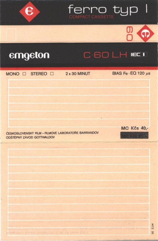 Compact Cassette Emgeton LH 60 Type I Normal 1985 Czechoslovakia
