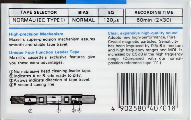 Compact Cassette Maxell S-LN 60 Type I Normal 1994 Europe
