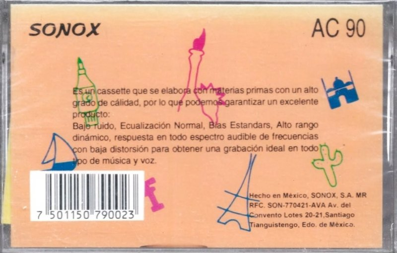 Compact Cassette Sonox 90 "AC" Type I Normal Mexico
