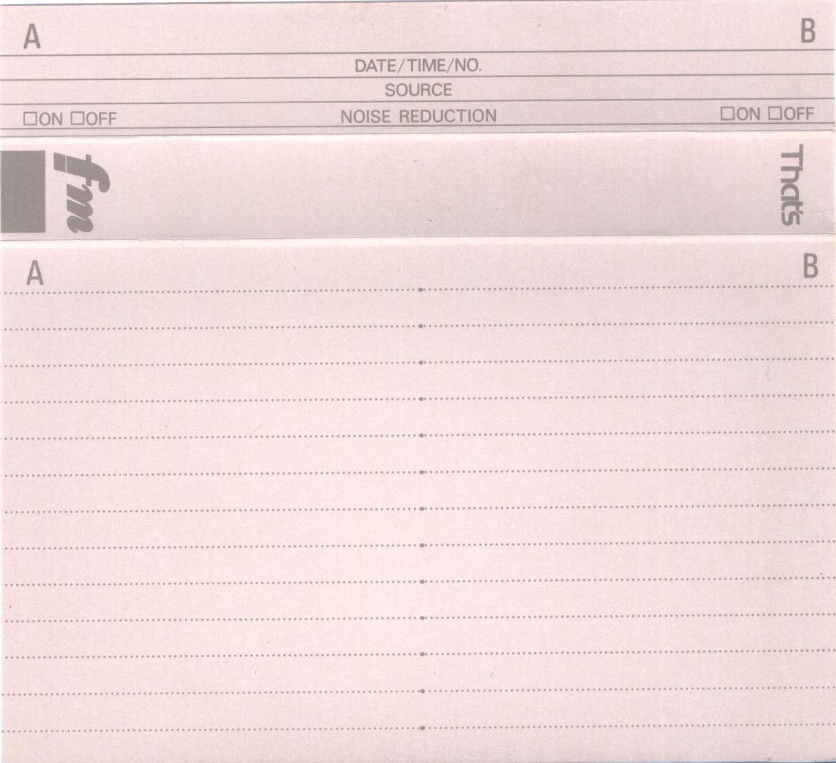 Compact Cassette Thats FM 74 Type I Normal 1989 Japan