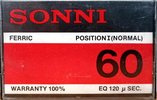 Compact Cassette Sonni 60 Type I Normal Unknown Country