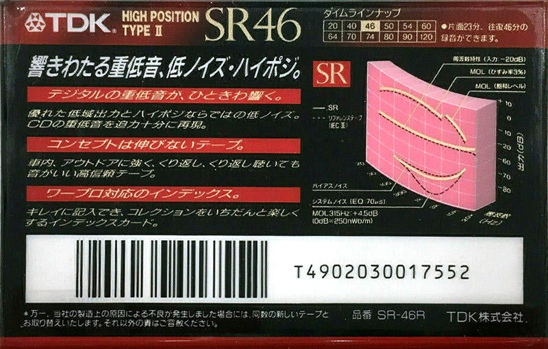 Compact Cassette TDK SR 46 "SR-46R" Type II Chrome 1992 Japan