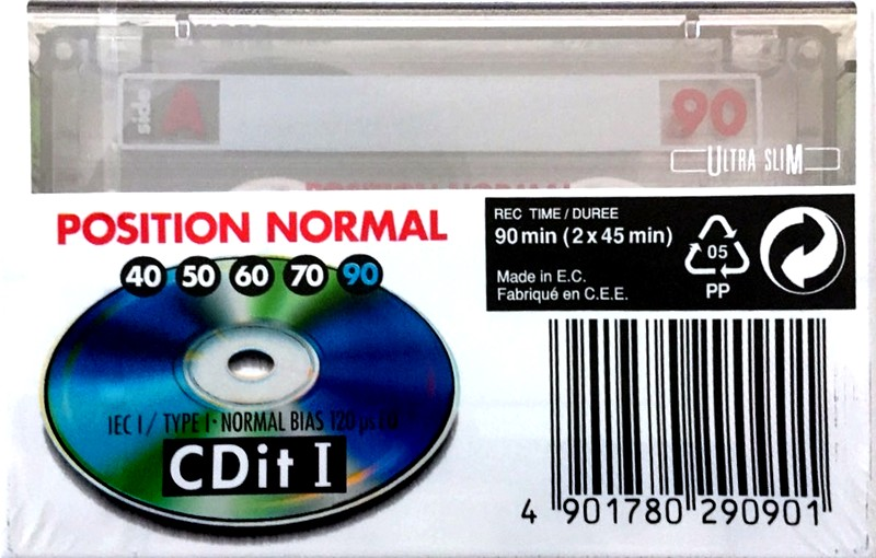 Compact Cassette Sony CDit I 90 "C-90CDIT1A" Type I Normal 1992 Europe