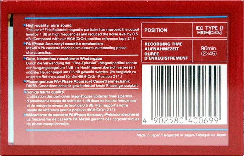 Compact Cassette Maxell UDII / UD2 90 Type II Chrome 1986 Europe