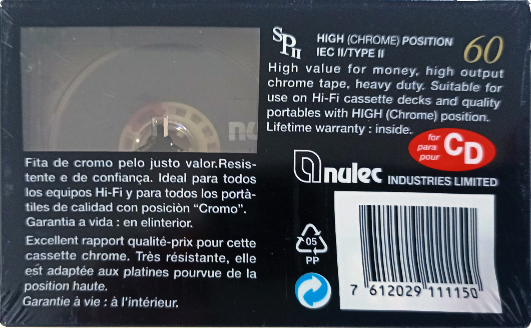 Compact Cassette Nulec SPII 60 Type II Chrome Europe