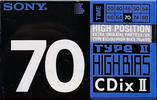 Compact Cassette Sony CDix II 70 Type II Chrome 1990 Japan