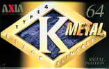 Compact Cassette AXIA K Metal 64 "KMC 64" Type IV Metal 1997 Japan
