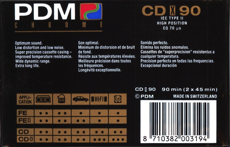 Compact Cassette PDM CD X 90 Type II Chrome 1990 Europe