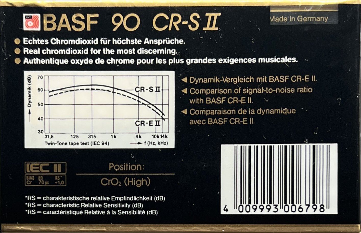 Compact Cassette BASF Chromdioxid Super II 90 Type II Chrome 1985 Europe