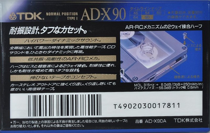 Compact Cassette TDK AD-X 90 "AD-X90A" Type I Normal 1992 Japan