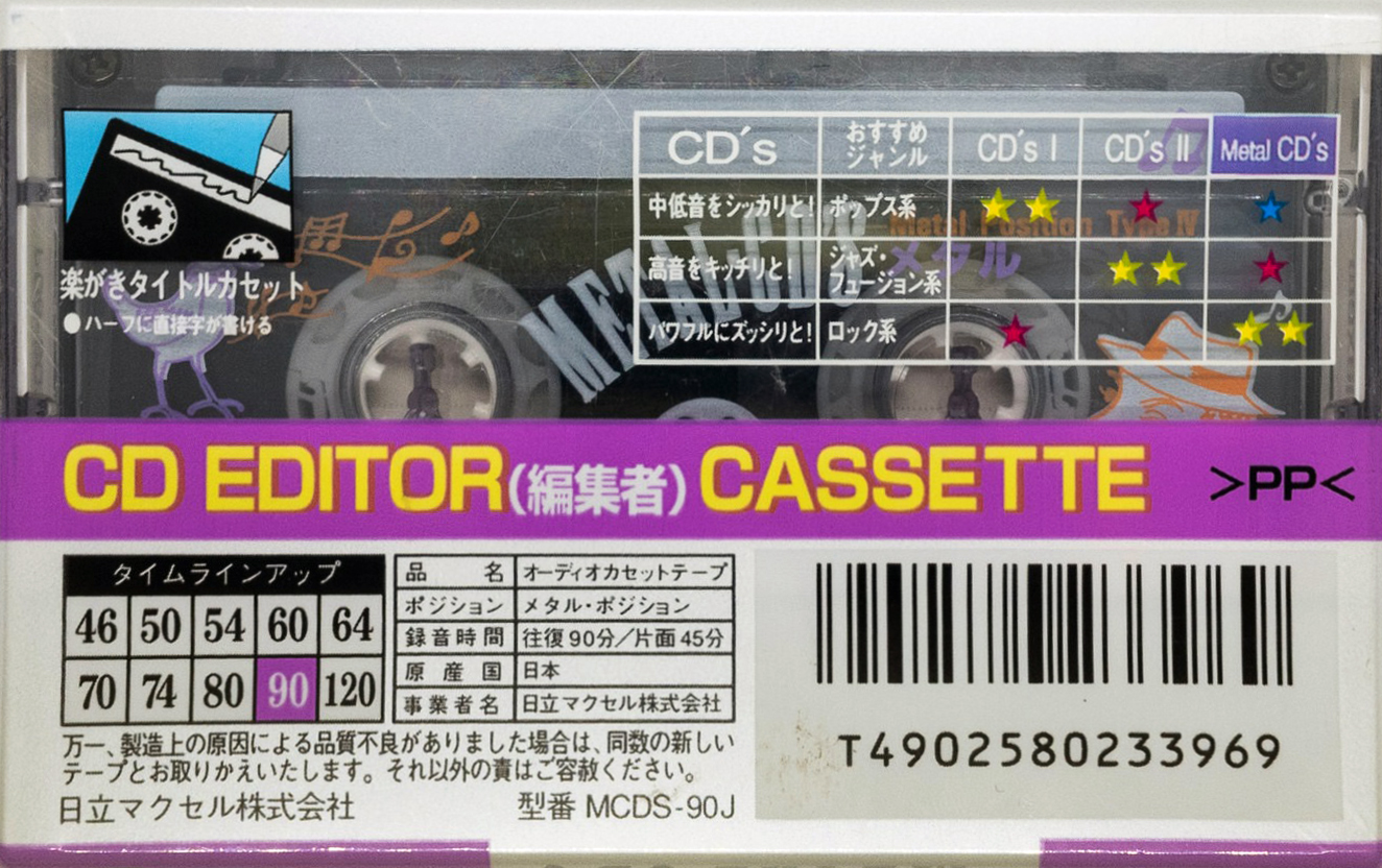 Compact Cassette Maxell Metal CD's 90 "MCDS-90J" Type IV Metal 1995 Japan