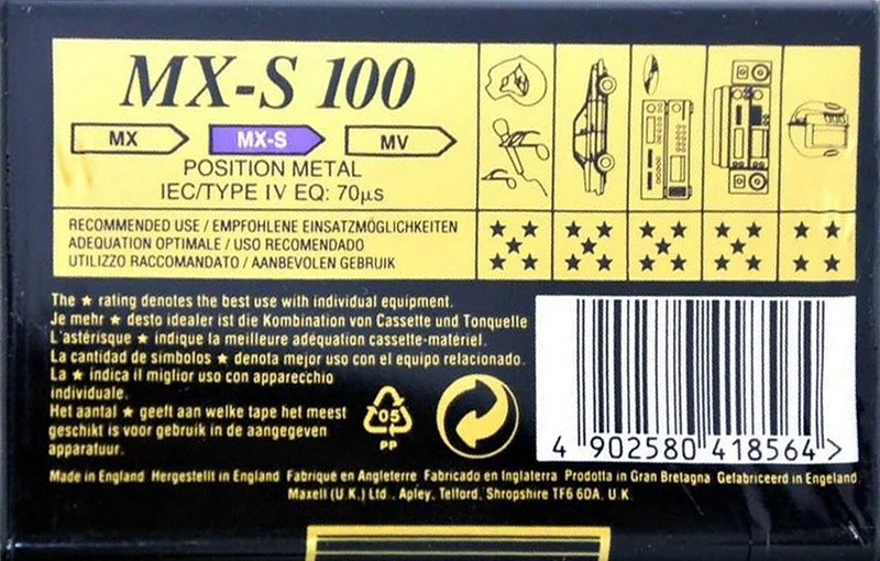 Compact Cassette Maxell MX-S 100 Type IV Metal 1994 Europe
