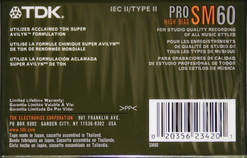 Compact Cassette TDK PRO SM 60 Type II Chrome 2003 Thailand