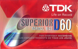 Compact Cassette TDK D 60 "Superior D 6395 1175-C" Type I Normal 2008 North America