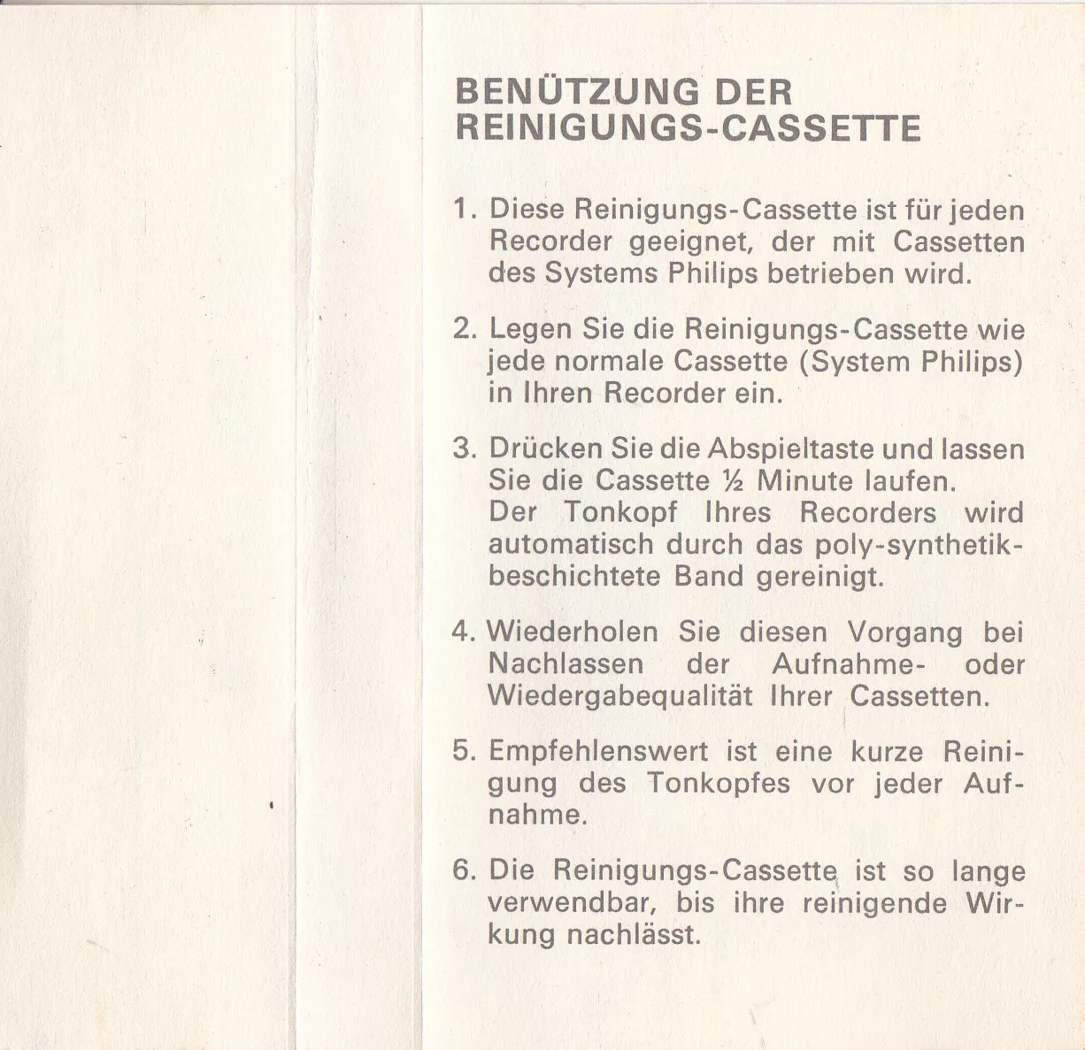 Compact Cassette Dreams Cleaning Cassette 1974 Europe