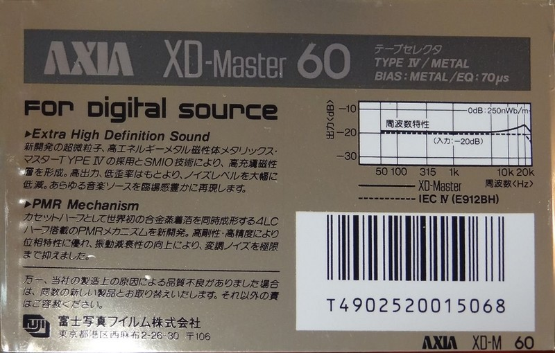 Compact Cassette AXIA Master 60 "XD" Type IV Metal 1985 Japan