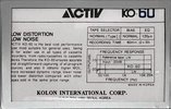 Compact Cassette Activ KO 60 Type I Normal South Korea