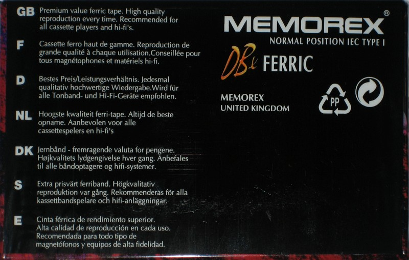 Compact Cassette Memorex DB x 90 Type I Normal 1995 UK