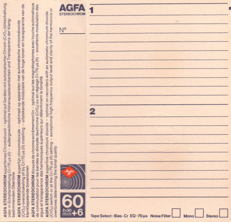 Compact Cassette AGFA Stereochrom 60+6 Type II Chrome 1980 Europe
