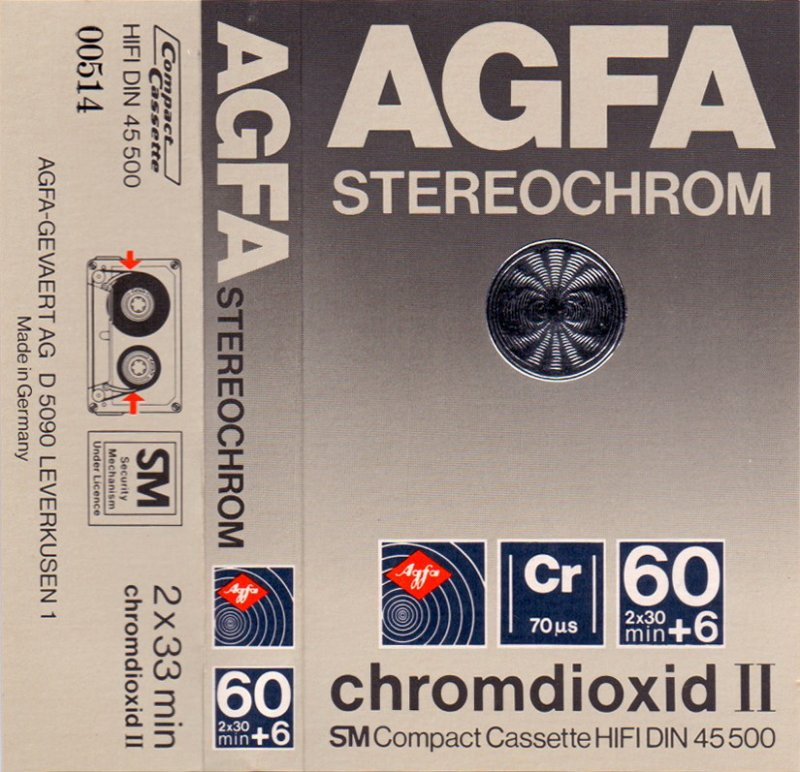 Compact Cassette AGFA Stereochrom 60+6 Type II Chrome 1980 Europe