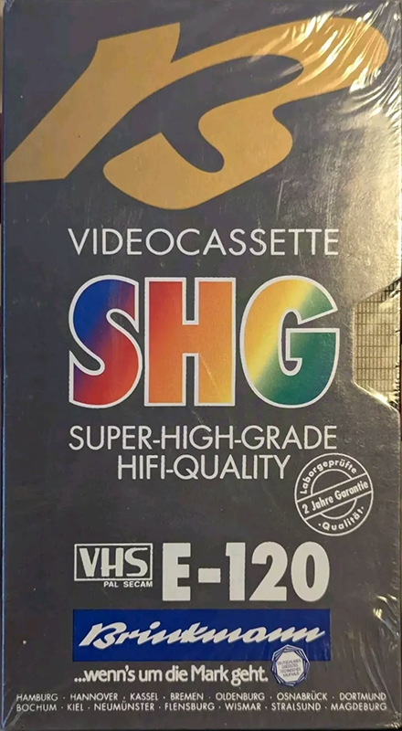 VHS, Video Home System Brinkmann 120 "SHG Super High Grade" Type I Normal Germany