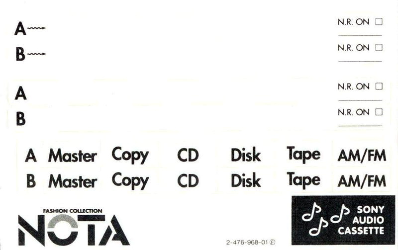 Compact Cassette Sony 74 "NOTA" Type I Normal 1988 Europe