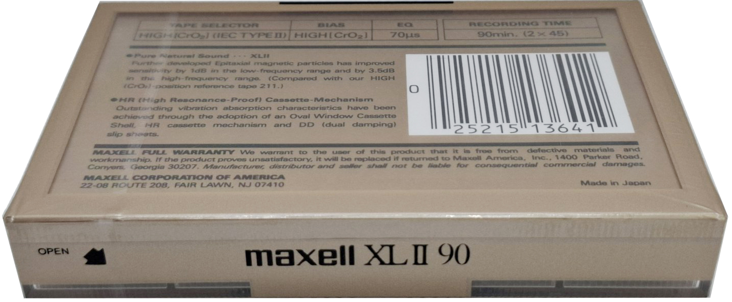 Compact Cassette Maxell XLII 90 Type II Chrome 1988 USA