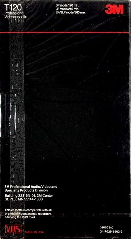 VHS, Video Home System 3M T 120 "T120" Type I Normal 1990 USA