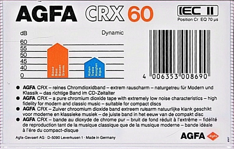 Compact Cassette AGFA CRX 60 Type II Chrome 1985 Europe