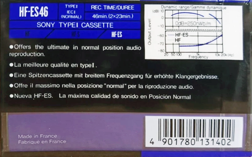 Compact Cassette Sony HF-ES 46 "HF-ES 46C" Type I Normal 1990 Europe