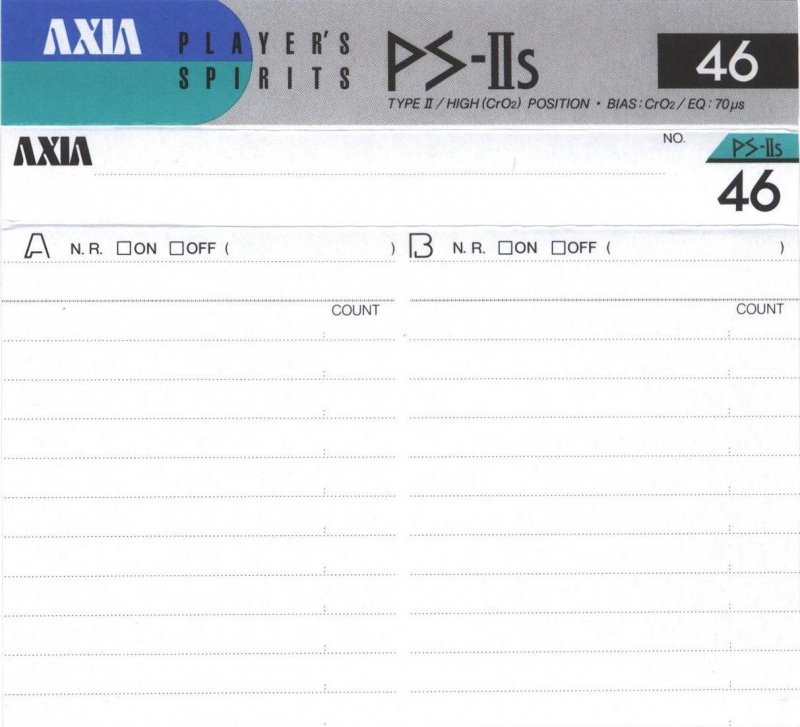 Compact Cassette AXIA PS-IIs 46 Type II Chrome 1987 Japan