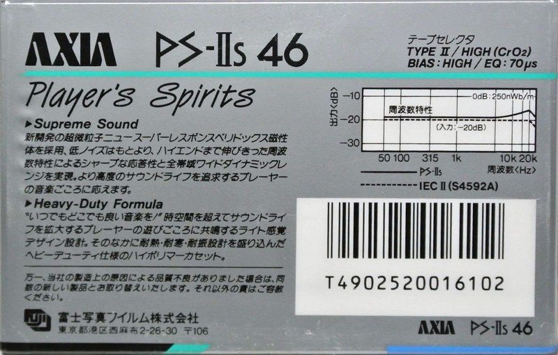 Compact Cassette AXIA PS-IIs 46 Type II Chrome 1987 Japan