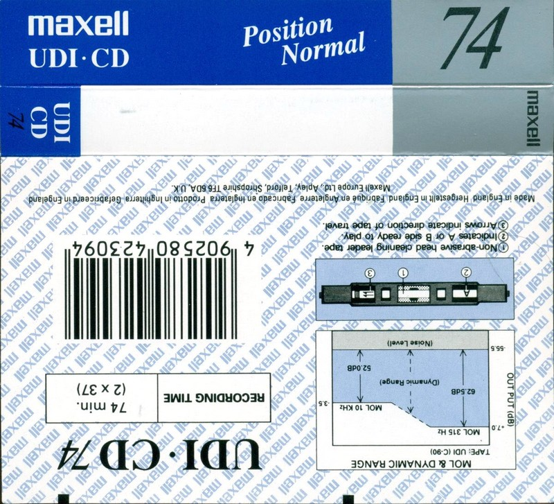 Compact Cassette Maxell UDI-CD 74 Type I Normal 1996 Europe