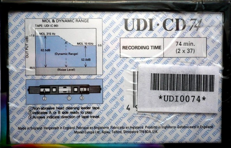 Compact Cassette Maxell UDI-CD 74 Type I Normal 1996 Europe