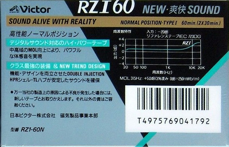 Compact Cassette Victor RZI 60 "RZ1-60N" Type I Normal 1990 Japan