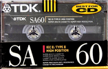 Compact Cassette TDK SA 60 "SA60" Type II Chrome 1991 North America