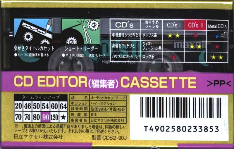 Compact Cassette Maxell CD`s II / CD`s 2 90 "CDS2-90J" Type II Chrome 1995 Japan