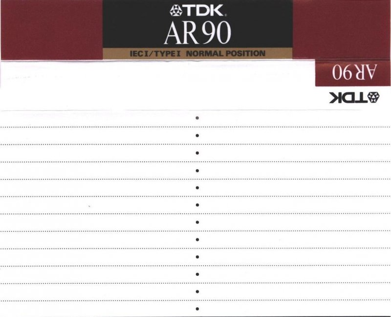 Compact Cassette TDK AR 90 "AR-90N" Type I Normal 1988 Australia, Europe