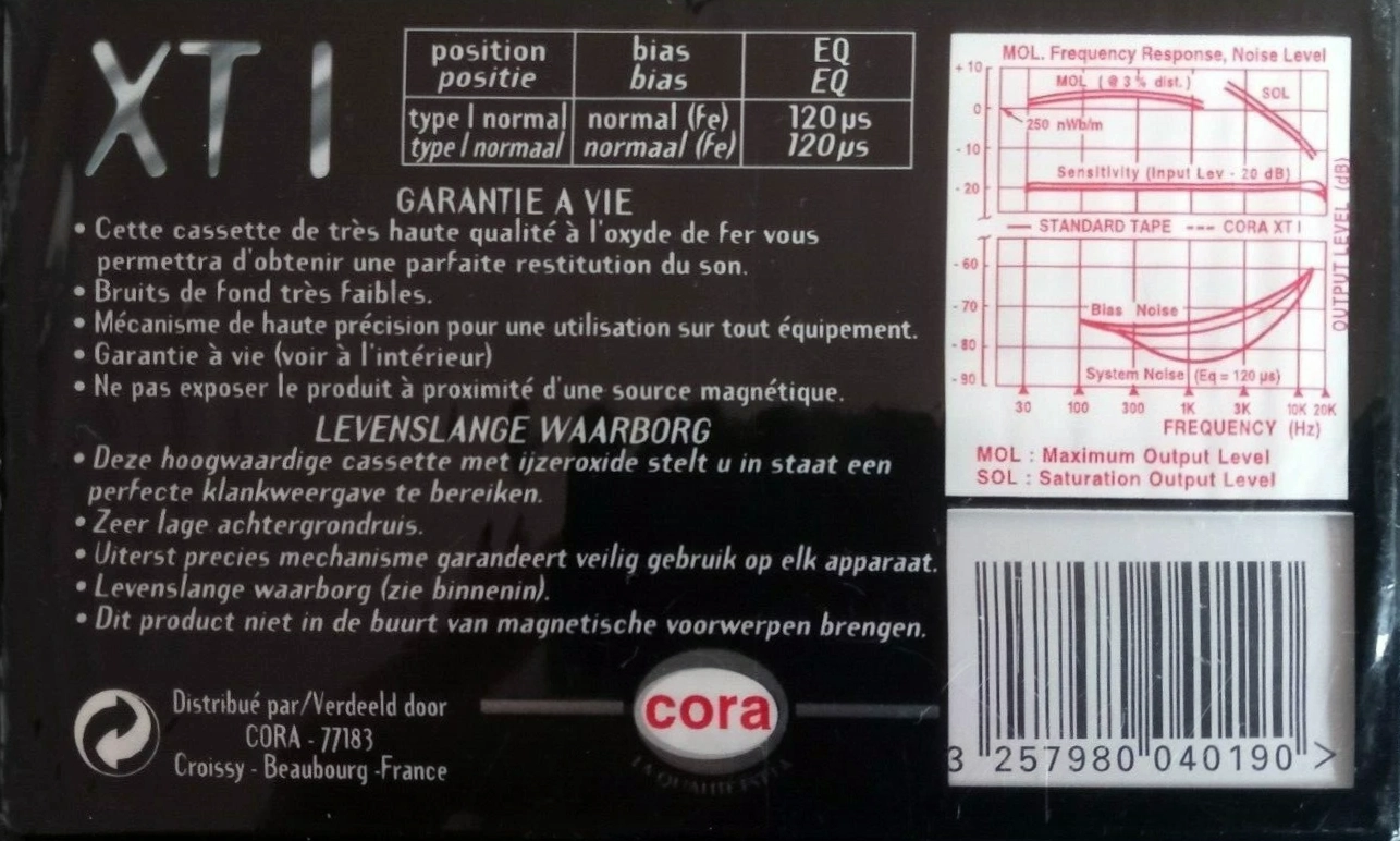 Compact Cassette Cora XT 90 Type I Normal Europe