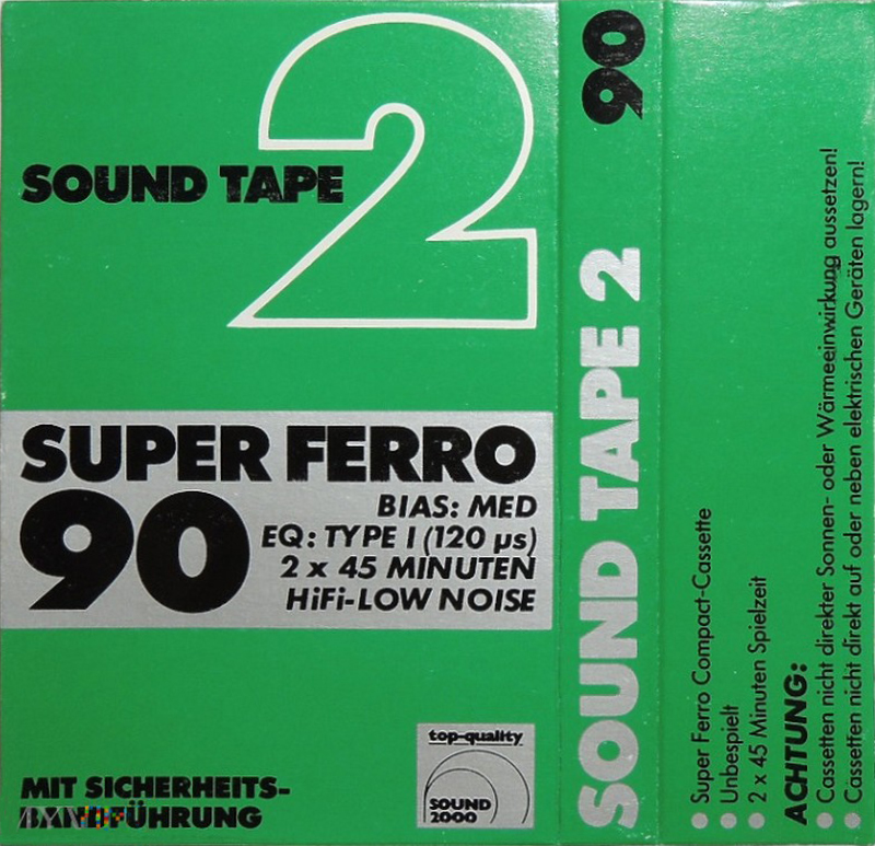 Compact Cassette Sound 2000 Sound Tape 2 90 "Super Ferro" Type I Normal 1978 Germany