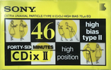 Compact Cassette Sony CDix II 46 "C-46CDX2a" Type II Chrome 1992 Japan