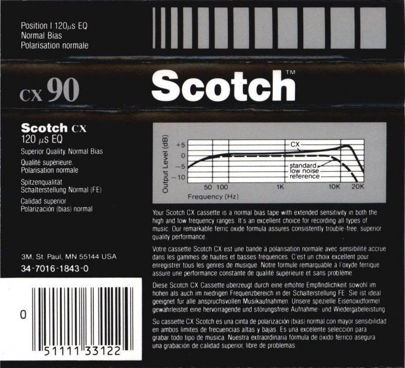 Compact Cassette Scotch CX 90 Type I Normal 1987 Europe, North America