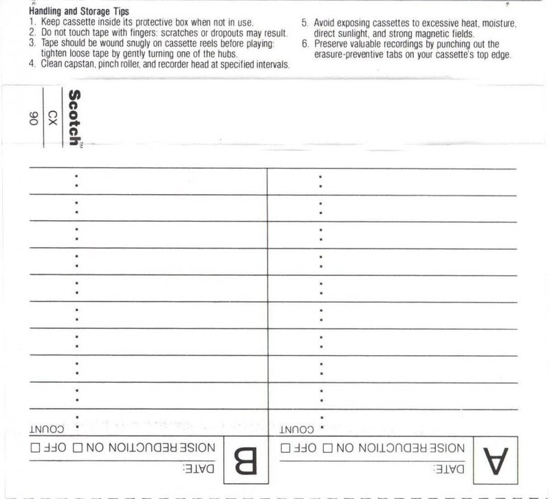 Compact Cassette Scotch CX 90 Type I Normal 1987 Europe, North America