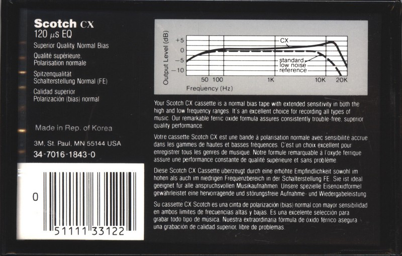 Compact Cassette Scotch CX 90 Type I Normal 1987 Europe, North America