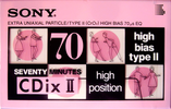 Compact Cassette Sony CDix II 70 "C-70CDX2a" Type II Chrome 1992 Japan