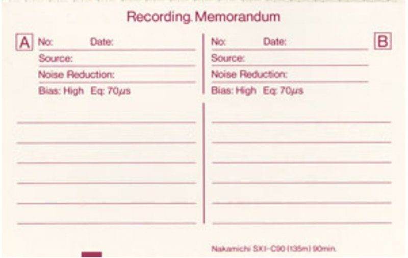 Compact Cassette Nakamichi SX II 90 Type II Chrome 1983 Worldwide