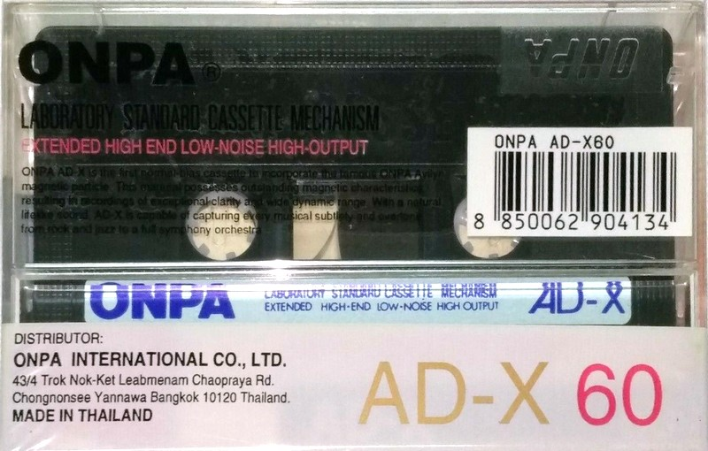 Compact Cassette ONPA AD-X 60 Type I Normal 1990 Worldwide