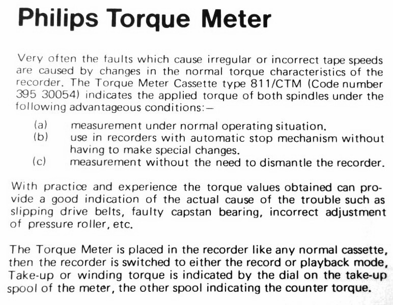 Compact Cassette Philips 811 CTM "Torque Meter" Service Cassette 1975 Europe