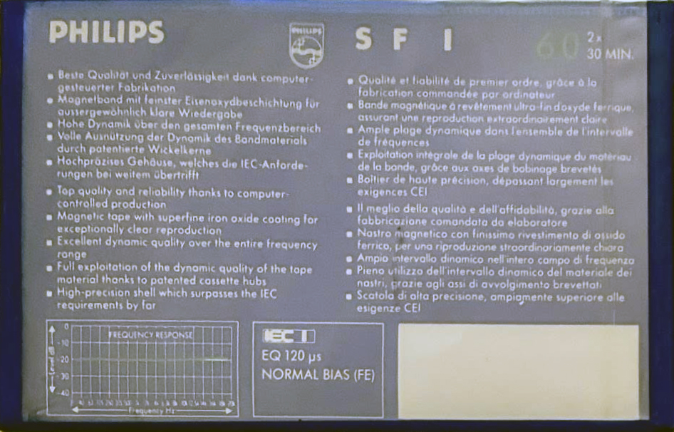 Compact Cassette Philips SF 60 "Superferro" Type I Normal 1986 Europe